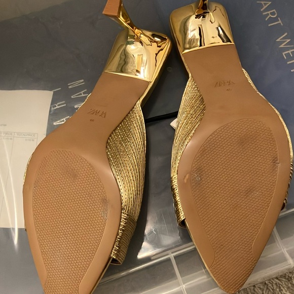 Zara Metallic Gold Heeled Mules - Picture 5 of 5